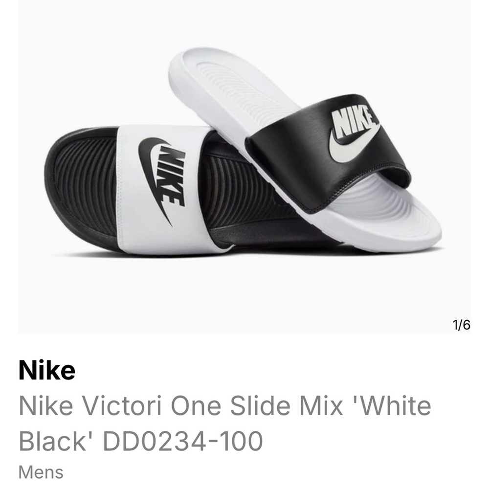 Nike Black and White Sandals with Textured Sole